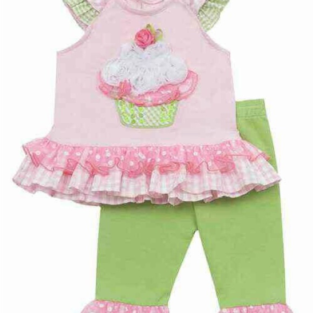 Vintage Rare Editions Cupcake Ruffle Outfit Pants Top 3T